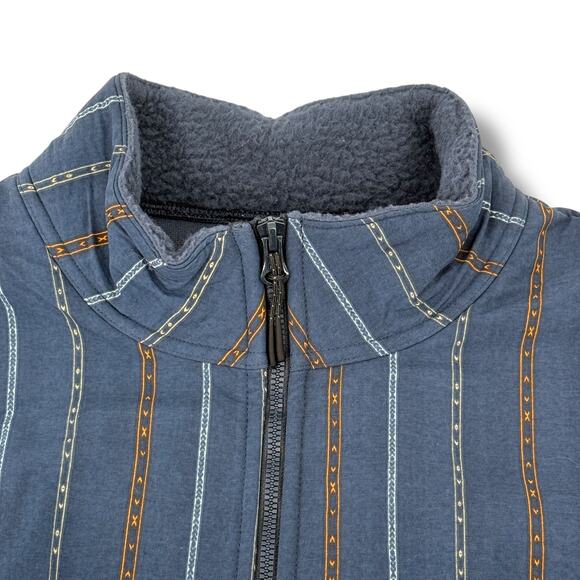 Prana Hurricane FZ Fleece Zip Up Jacket Mens Sz XXL Blue Stormy Night Geo Print - Picture 3 of 9